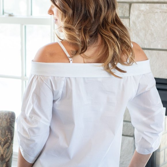 White Top with Cold Shoulders - Picture 3 of 4
